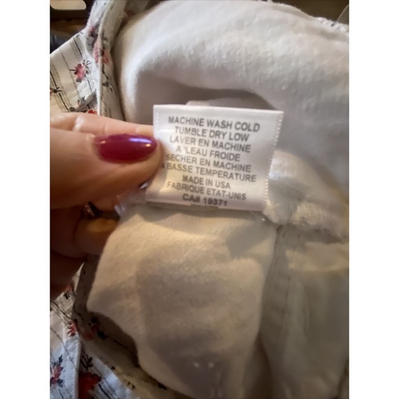 $300 REDONE Levi’s White Denim Raw Hem Jean button Fly Mini Skirt Floral 28 USA - Picture 10 of 11